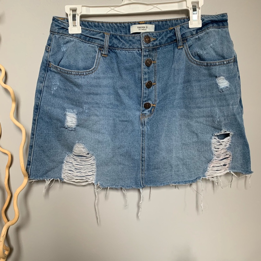 High Waisted Distressed Jean Skirt ⚡️